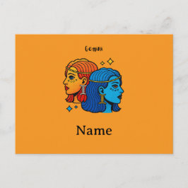Postal Gemini Signo Zodiacal Pop Art - Gemelos Celestiale