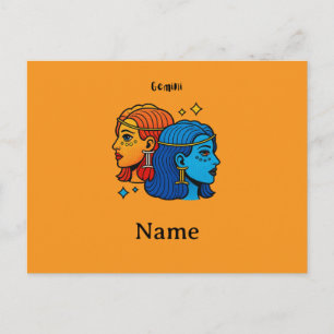 Postal Gemini Signo Zodiacal Pop Art - Gemelos Celestiale