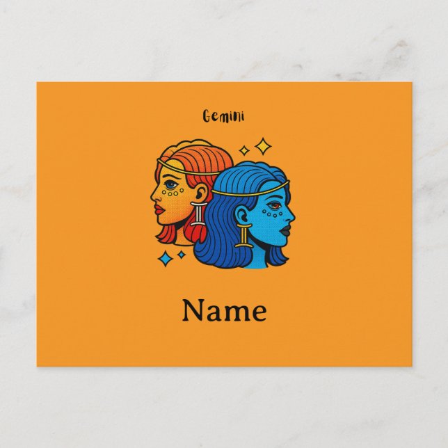 Postal Gemini Signo Zodiacal Pop Art - Gemelos Celestiale (Anverso)