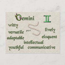 Postal Gemini zodiac caracteríticas postcard