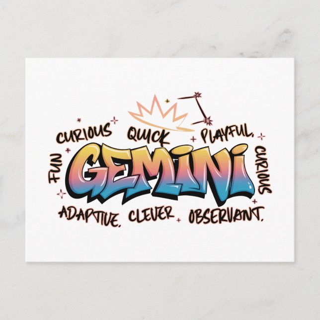 Postal Gemini Zodiac  Graffiti  (Anverso)