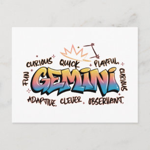Postal Gemini Zodiac Grafiti
