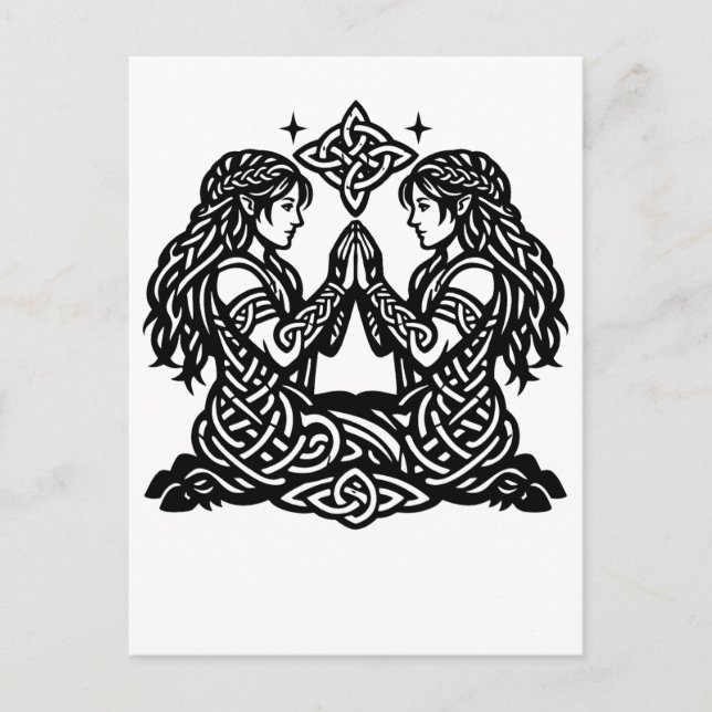 Postal Géminis — Gemelos del Zodiaco de Tinta Embrujada (Anverso)