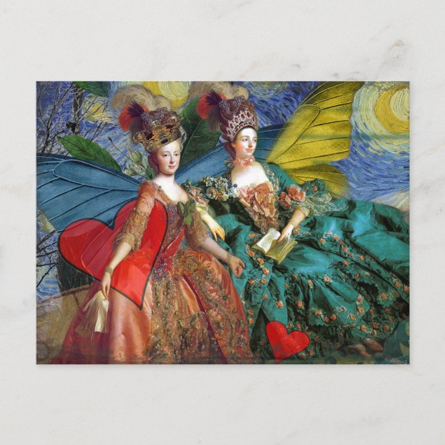 Postal Géminis Gítico clásico Mujer mariposa (Anverso)