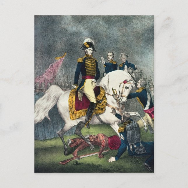 Postal General William H. Harrison en la batalla (Anverso)