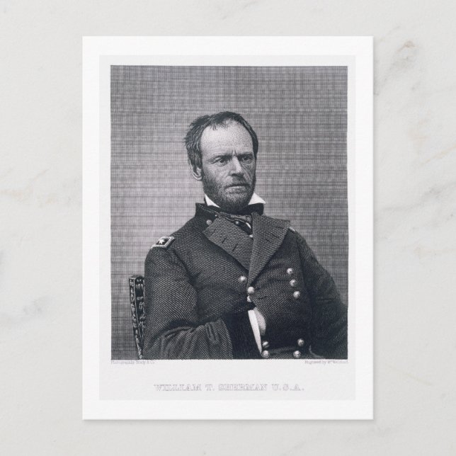 Postal General William Tecumseh Sherman, grabado después  (Anverso)