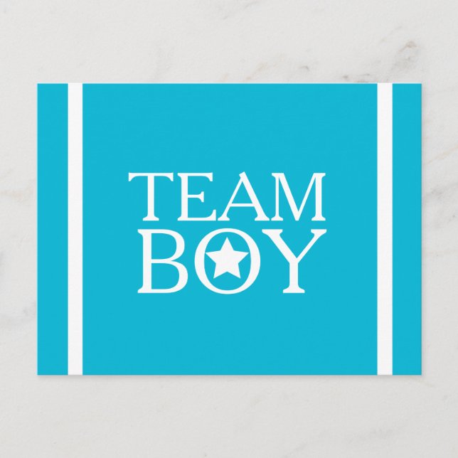 Postal Género Reveal Aqua Blue Team Boy A01A (Anverso)