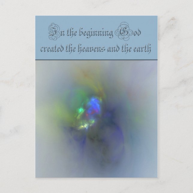 Postal Génesis 1 Al principio Dios creó los cielos (Anverso)
