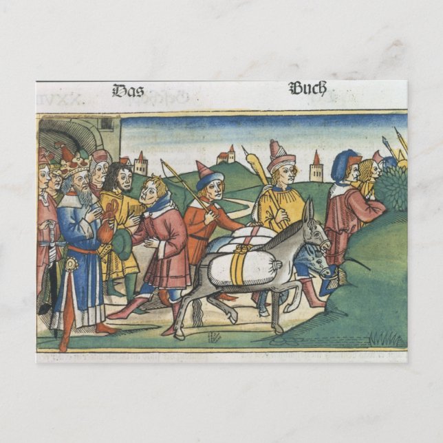 Postal Génesis 42 25-28 José envía a sus hermanos a casa (Anverso)