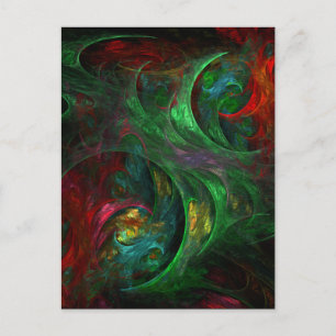 Postal Génesis Green Abstract Art Postcard
