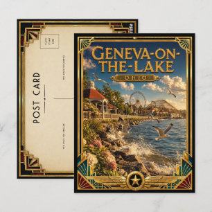 Postal Geneva-on-the-Lake Ohio Vintage Art Deco Siglo de 