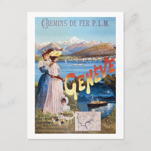 Postal Geneva Switzerland Vintage Poster 1890 (Anverso)