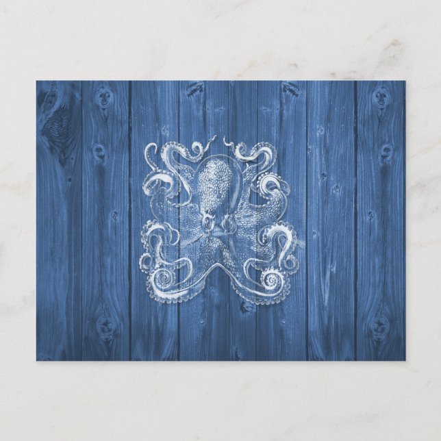 Postal genial efecto antiguo genial pulpo blanco (Anverso)