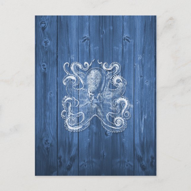 Postal genial efecto antiguo genial pulpo blanco (Anverso)