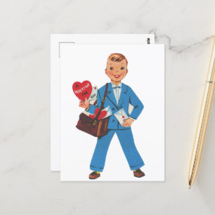Postal genial retro vintage Valentine boy