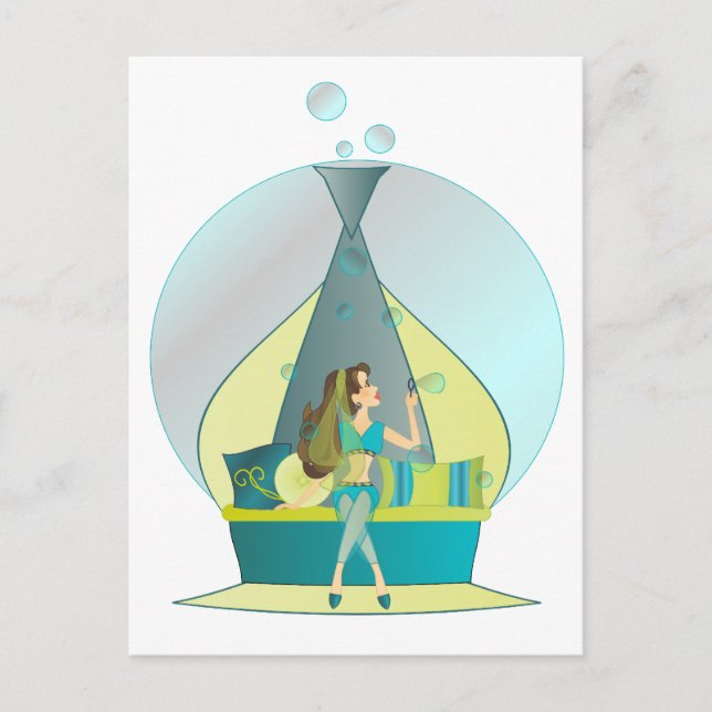 Postal Genie Blowing Bubbles (Anverso)