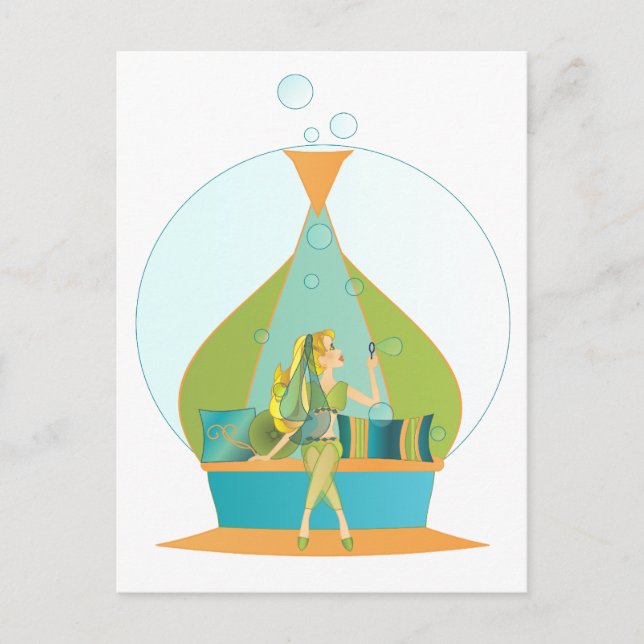 Postal Genie Blowing Bubbles (Anverso)