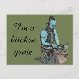 Postal Genie Chef Cocinando Cena Fantasía Art Postcard