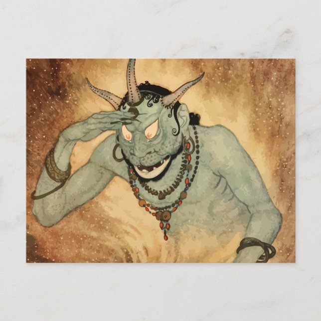 Postal Genie de las noches árabes por Edmund Dulac (Anverso)