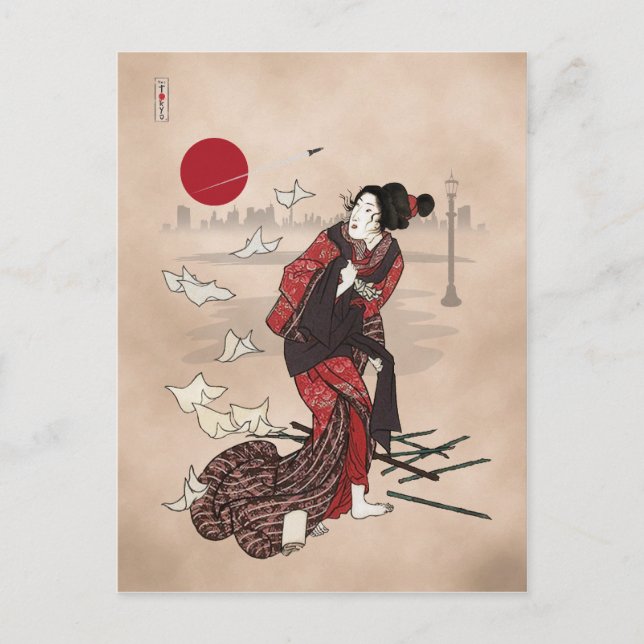 Postal Genji kumo ukiyoye awase (Anverso)