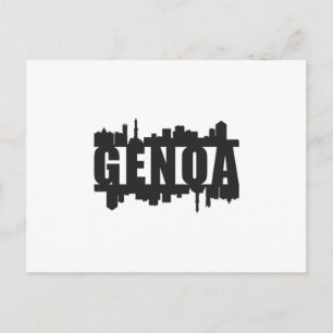 Postal Génova Italia City Skyline Cityscape Funny Gift Id