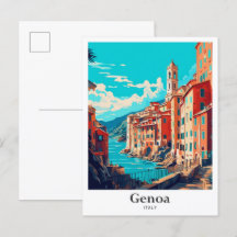 Génova Italia Ilustracion de Viajes Vintage