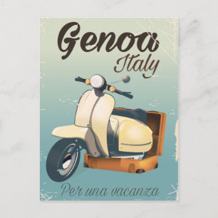 Postal Génova Italia Para unas vacaciones cartel vintage