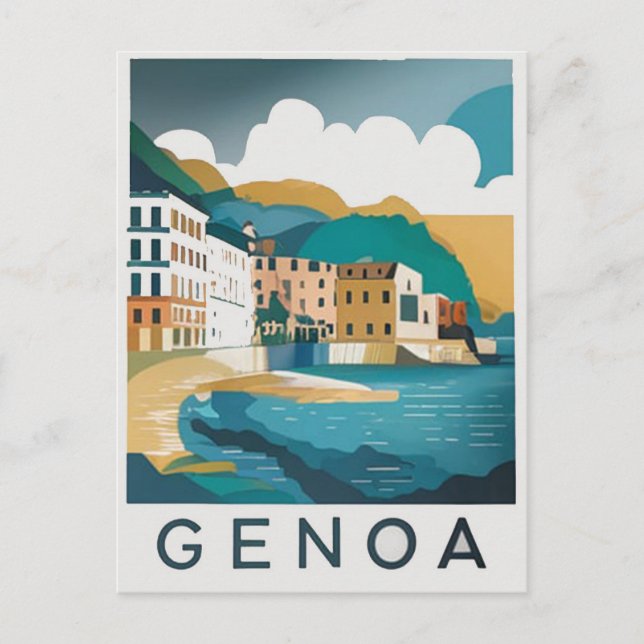 Postal Génova Italia Retro Travel (Anverso)
