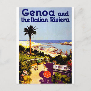 Postal Génova y riviera italiana, Italia, viaje vintage