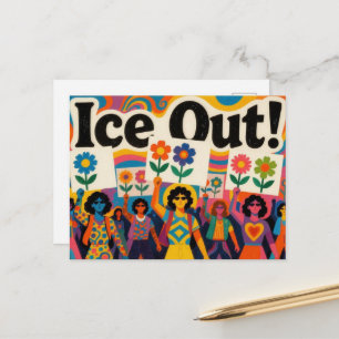 Postal Gente Hippie Colorida de Hielo en Protesta