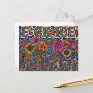 Postal Gente Hippie Colorida F+ck Protesta Arte De Hielo