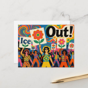 Postal Gente Hippie Colorida Protesta Arte de Hielo