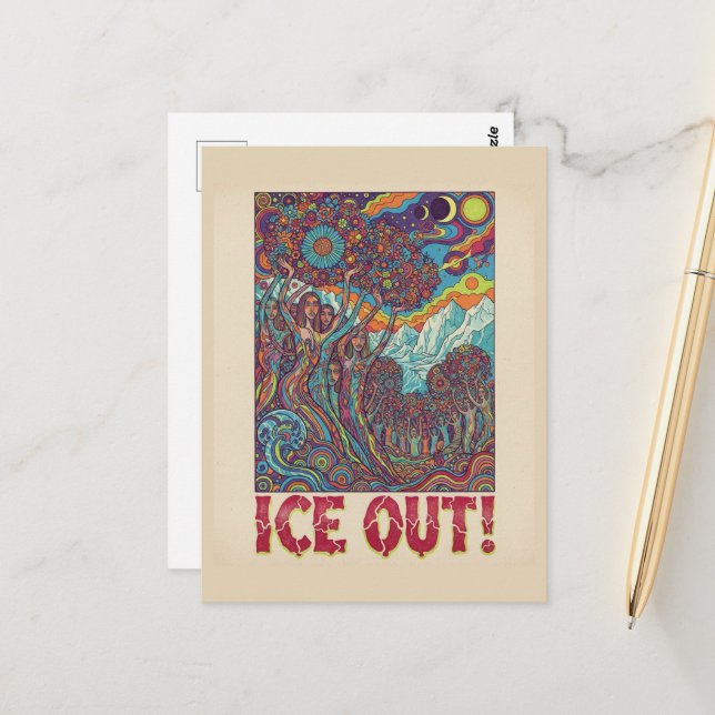 Postal Gente Hippie de Hielo Sale a Protestar (Anverso/Reverso In Situ)