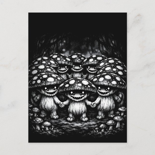 Postal Gente Hongo • Criaturas del Bosque por BurnsInHell (Anverso)