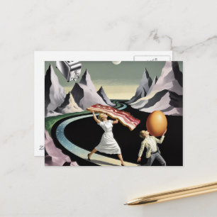 Postal Gente surrealista desayunando