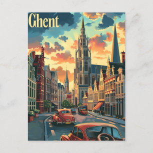 Postal Genteel Ghent: Ilustracion de escena de la calle V