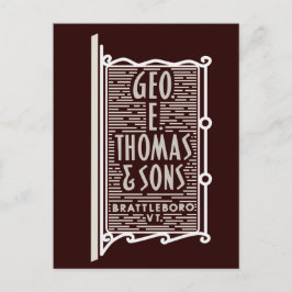 Postal Geo. E. Thomas & Sons Brattleboro VT Logo Postcard
