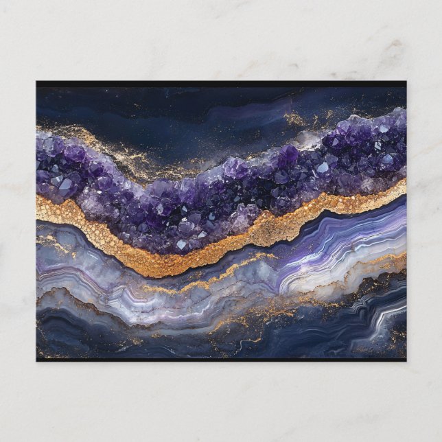 Postal Geoda estratificada de púrpura y dorado (Anverso)