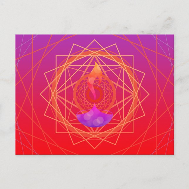 Postal geografía de diwali diya saludos (Anverso)