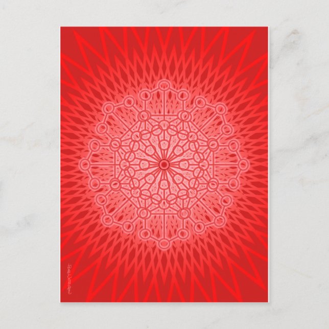 Postal Geometría sagrada de la mandala roja de Chakra (Anverso)