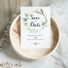 Postal Geometric Elegant Gold Greeneration Save the Date