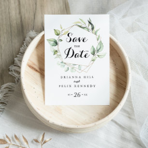 Postal Geometric Elegant Gold Greeneration Save the Date