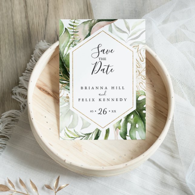 Postal Geometric Gold Tropical Greenereneration Save the  (Subido por el creador)