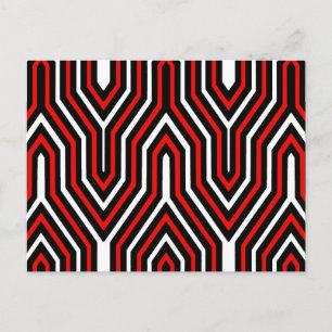 Postal Geométrica Art Deco - rojo, negro y blanco