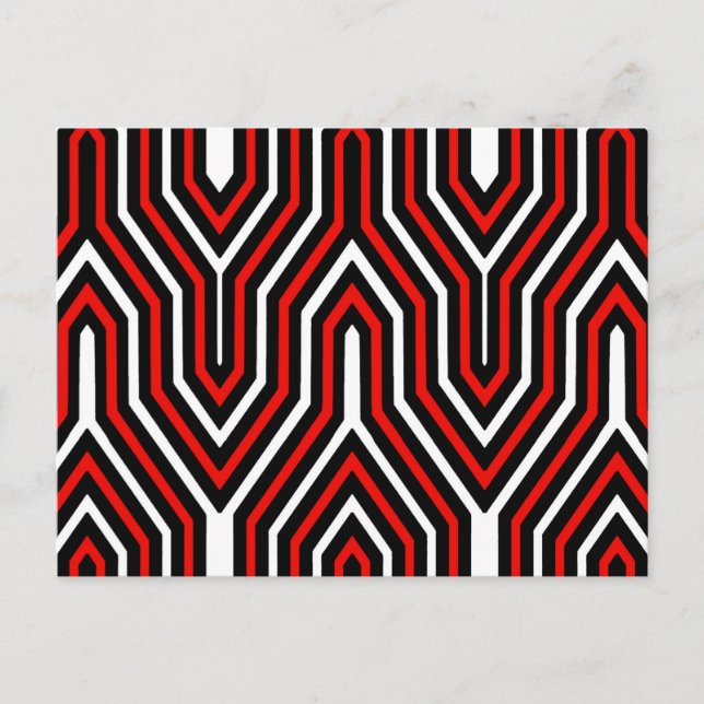 Postal Geométrica Art Deco - rojo, negro y blanco (Anverso)
