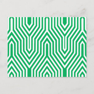 Postal Geométrica Art Deco - verde jade y blanco
