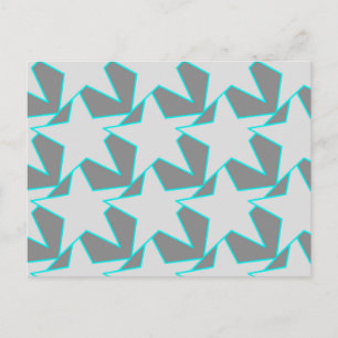 Postal Geométrica de estrella moderna - gris y turquesa