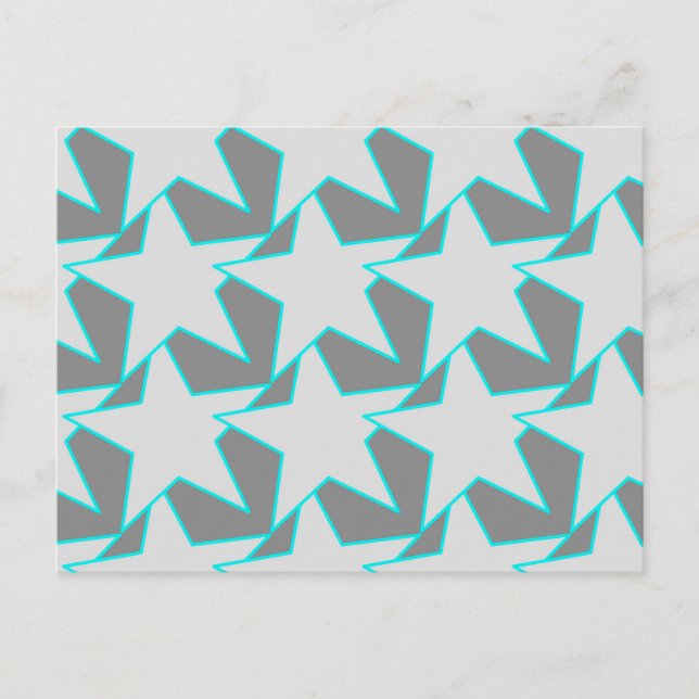 Postal Geométrica de estrella moderna - gris y turquesa (Anverso)