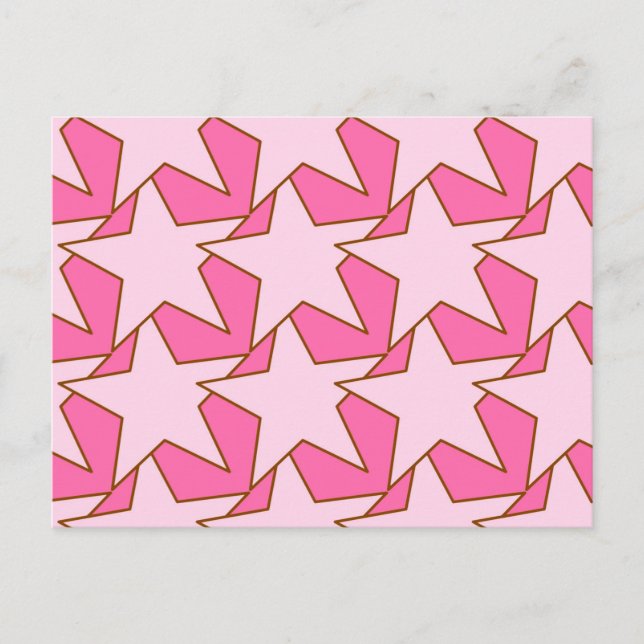 Postal Geométrica de estrella moderna - rosa claro y prof (Anverso)