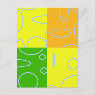Postal Geométrica del Naranja verde amarillo cuatro y div